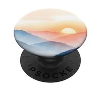 Couches de Montagnes Douces, Lever du Soleil, Horizon, Paysage Brumeux PopSockets PopGrip Adhésif
