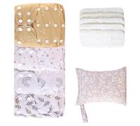 Couches en tissu réutilisables et réglables - Couches en tissu pour bébé - 4 couches absorbantes et respirantes - Survêtement imperméable avec 4 inserts et 1 sac étanche pour et filles