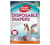 Couches jetables pour Chien Femelle Simple Solution L/XL, Pack de 12 | Ultra-absorbantes, anti-fuites, ajustables avec témoin d'humidité pour incontinence et chaleurs