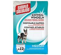 Couches jetables Simple Solution pour chiennes M - Pack de 12 | Super absorbantes, anti-fuites, ajustables avec indicateur d'humidité. Pour incontinence ou chaleurs.