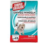 Couches jetables Simple Solution pour chiennes Taille S, pack de 12 | Super absorbantes, anti-fuites et ajustables avec indicateur d'humidité. Pour incontinence, excitation ou chaleurs.