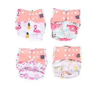 Couches lavables pour bébé réutilisables lavables réglables super absorbantes couches de poche confortables pour bébés filles garçons taille libre 4 paquets