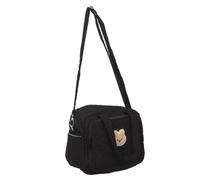 couches mixte mini noir en polyester avec compartiments séparés | Bandoulière douce, base renforcée, compartiments filet et poche zippée, pour sorties et déplacements des parents