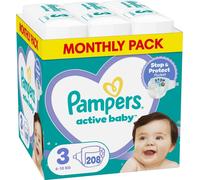 Couches Pampers Active pour bébé, taille 3 (Midi), 6-10 kg, 208 unités