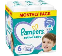 Couches Pampers Active pour bébé, taille 6 (très grande), 13-18 kg, 128 unités