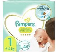 Couches PAMPERS Premium Protection New Baby - Taille 1 (2-5 kg) - Lot de 5 - 44 couches