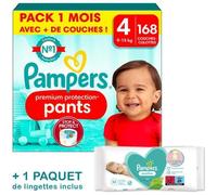 Couches Pampers Premium Protection Pants Taille 4 - Pack 1 Mois 168 Couches Multicolore