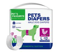 Couches pour chiens Couches jetables pour chiens mâles, absorption puissante et conception anti-fuite, adaptées aux comportements de marquage/voyage/soins de l'incontinence - Taille L