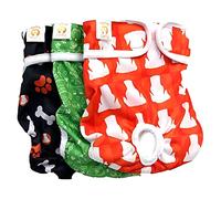 Couches pour Chiens lavables et réutilisables de PETTING IS CARING féminins Matériaux de qualité lavables Machine durables Meilleur Solution pour l'incontinence Animal dans Longs Voyages 3 Pack Set
