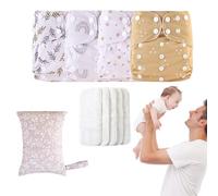 Couches réutilisables bébé | Couches bébé en tissu lavable réglables - Doublure absorbante et respirante avec 4 inserts et 1 sac humide pour filles pour garçons