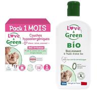 Couches Taille 1 (2-5 kg) - Pack 1 Mois (138 couches)+Bioliniment Bio 500 ml