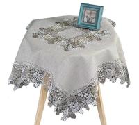 Couchette carrée Nappe Grise 24x24 Pouces avec Nappe en Polyester en Dentelle Couverture de Table décorative protectrice pour Fin, thé, Four, Cocktail et Plus