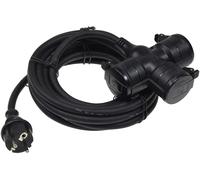 ChiliTec Rallonge électrique 3 prises avec couvercle – 5 m, IP44, câble H07RN-F 3G1,5 mm² Noir