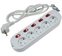 Multiprise de Table avec Interrupteur Individuel, 3 ou 5 Prises, Blanc, Câble de 1,5 m avec Sécurité Enfant (Interrupteur Lumineux)