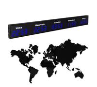 COUCHO Grande Horloge Mondiale numérique à LED, Horloge Mondiale Multi-fuseaux horaires 3/4/5 avec Villes Personnalisables, écran HD, horloges électroniques murales d'intérieur(Blue,5)