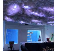 COUCHO Lumière LED 3D Thundercloud, lumière Nuage, Lampe LED for Plafond, Nuage d'éclair en Coton, veilleuse d'ambiance colorée avec contrôle par Application, Applique Murale Nuage d'ambiance(5m)