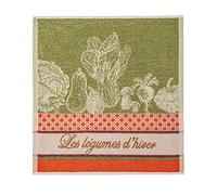 Coucke Carré éponge en Jacquard Pur Coton, Légumes d'hiver, Vert