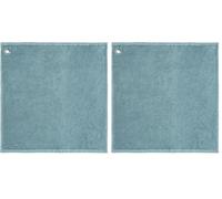 Coucke Carré éponge uni en Coton, 50x50cm, Baltique (Lot de 2)