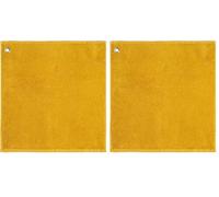Coucke Carré éponge uni en Coton, 50x50cm, Safran, (Lot de 2)