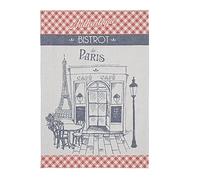 Coucke French Cotton Jacquard Towel, Bistrot Authentique, 50,8 x 76,2 cm, Rouge, 100% Coton