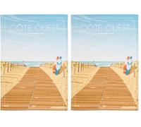 Coucke Torchon en Coton imprimé, Wim Côte Ouest, 50x75 cm, (Lot de 2)