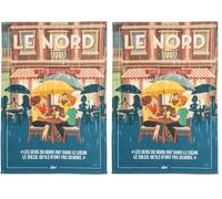 Coucke Torchon en Coton imprimé, Wim Le Nord, 50x75 cm, (Lot de 2)