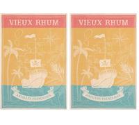 Coucke Torchon en Jacquard de Coton imprimé, 50x75cm, Vieux Rhum, (Lot de 2)