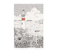 Torchon imprimé en métis, Phare, Coucke 50x75cm Noir, Blanc