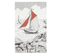Torchon imprimé en métis, Voilier, Coucke 50x75cm Noir, Blanc