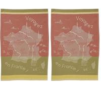 Coucke Torchon imprimé en Coton, 50 x 75 cm, Les Monuments de France, (Lot de 2)