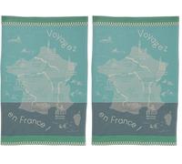 Coucke Torchon imprimé en Coton, 50 x 75 cm, Voyager en France, (Lot de 2)