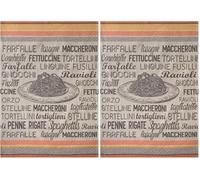 Coucke Torchon imprimé en Jacquard de Coton, Plats de pates, 50x75cm (Lot de 2)
