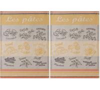 Coucke Torchon imprimé en Jacquard de Coton, Variétés de Pâtes, 50x75cm (Lot de 2)