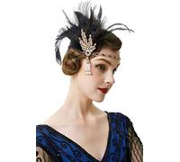Coucoland 1920s Bandeau à plumes pour femme Motif feuilles de strass Style années 20 Charleston Gatsby Costume Carnaval
