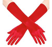 Coucoland Audrey Hepburn Gants pour femme en satin Classic Opera Fest Party Audrey Hepburn années 1920 Gants longs courts élastiques, Rouge - 38 cm, 38cm