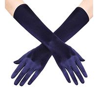 Coucoland Audrey Hepburn Gants pour femme en satin Classic Opera Fest Party Audrey Hepburn années 1920 Gants longs courts élastiques, Long lisse 38 cm bleu marine, taille unique
