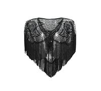 Coucoland Châle à Franges 1920s-pour Femme Cape Pailleté de Soirée Vintage Châle Art déco de Mariage Accessoires de Flapper Année 20,Noir