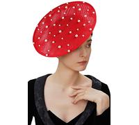 Coucoland Chapeau Bibi pour Cocktail, thé, fête, Bandeau Plat Kentucky Derby pour Mariage, Rouge nacré, Taille Unique