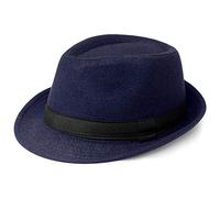 Coucoland Chapeau Panama 1920s pour Homme-Chapeau Fédora Mafia Gangster Accessoires de Costume Gatsby Taille Unique Bleu foncé Feutre