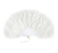 Coucoland Éventail à plumes roses poignée rose Accessoires à plumes pour Gatsby, cocktail, mariage, fête, Halloween, carnaval, costume - Ivoire