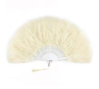 Coucoland Éventail en plumes de Marabout des années 1920 - Éventail pliable à plumes de paon pour une fête vintage Gatsby des années 20 - Champagne
