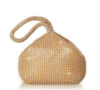 Coucoland Sac à main Mariage en Strass Pochette de Cocktail Exquis pour femme Couleur Unie Style années 1920S (Or)