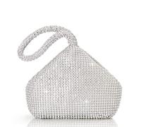 Coucoland Sac à main Mariage en Strass Pochette de Cocktail Exquis pour femme Couleur Unie Style années 1920S (Argenté)