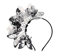 Coucoland Serre-tête papillon pour femme - Bibi monarque en plastique pour goûter, Kentucky Halloween, noir/blanc, taille unique