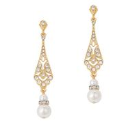 Coucoland Style Rétro des Années 1920 Boucles d'Oreilles pour Femme avec Perles Pendantes Inspirée du Costume Great Gatsby Accessoires pour Femme, Zinc
