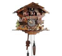 Coucou en Bois véritable à Piles avec Mouvement à Quartz, cri du Coucou et Offre musikspielwerk - 30 cm-certifié -holzhacker qMT 4901