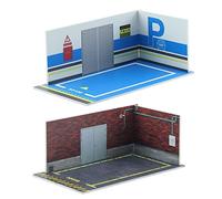 CoudarTitie 2 Pièces Parking Lot Accessoire Diorama Miniature Garage Voiture Simulation Présentoir PP Solide Adapté pour Bureau Décoration Table, Modèle E