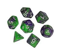 CoudarTitie 7 Pièces Dés Polyédriques Ensemble Accessoires Jeux de Société Dés pour Tabletop Matériau Acrylique Numéros Faciles à Lire Convient pour Famille, Violette verte