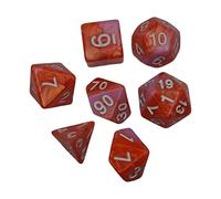 CoudarTitie 7 Pièces Dés Polyédriques Ensemble Accessoires Jeux de Société Dés pour Tabletop Matériau Acrylique Numéros Faciles à Lire Convient pour Famille, Orange Rose