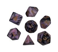CoudarTitie 7 Pièces Dés Polyédriques Ensemble Accessoires Jeux de Société Dés pour Tabletop Matériau Acrylique Numéros Faciles à Lire Convient pour Famille, Rose Noir